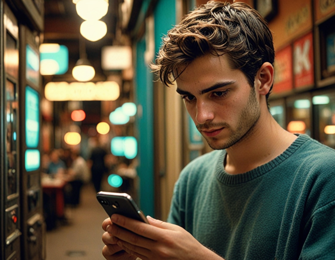 Immagine di un ragazzo al cellulare, generata tramite mage.space.