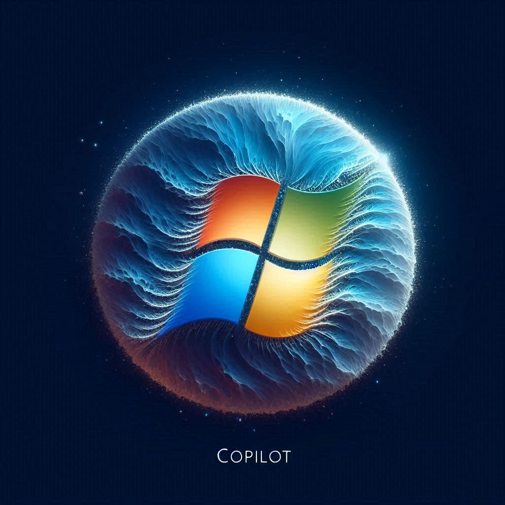 Immagine del logo di Microsoft con sotto la scritta Copilot.