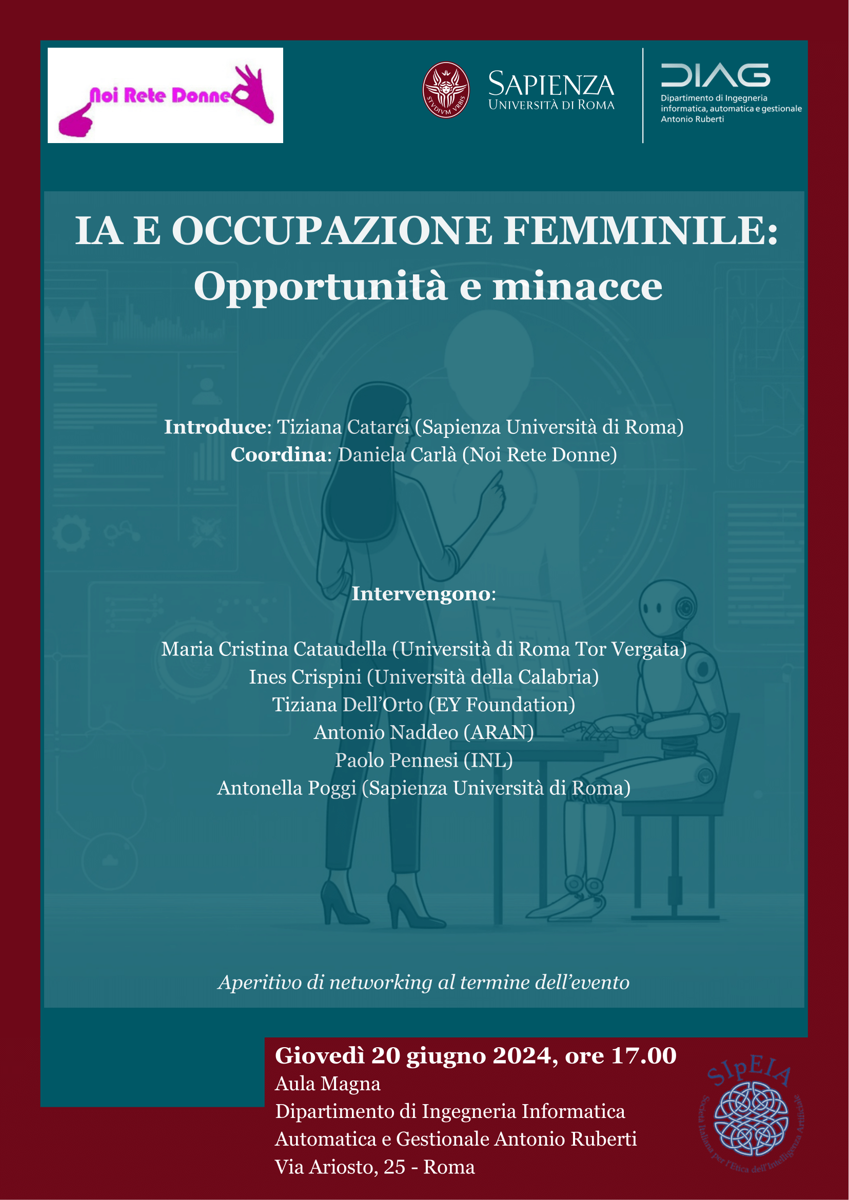 Streaming evento IA E OCCUPAZIONE FEMMINILE: Opportunità e minacce – 20/6 h17:00re