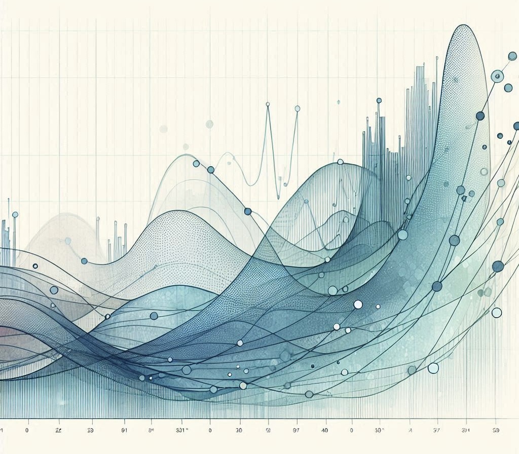 Grafico stilizzato con curva che sale.