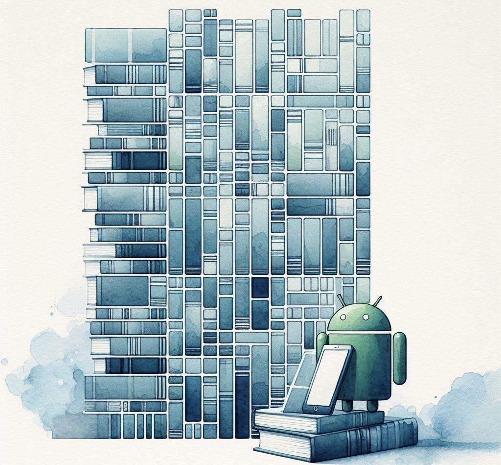 Robot con tanti libri.