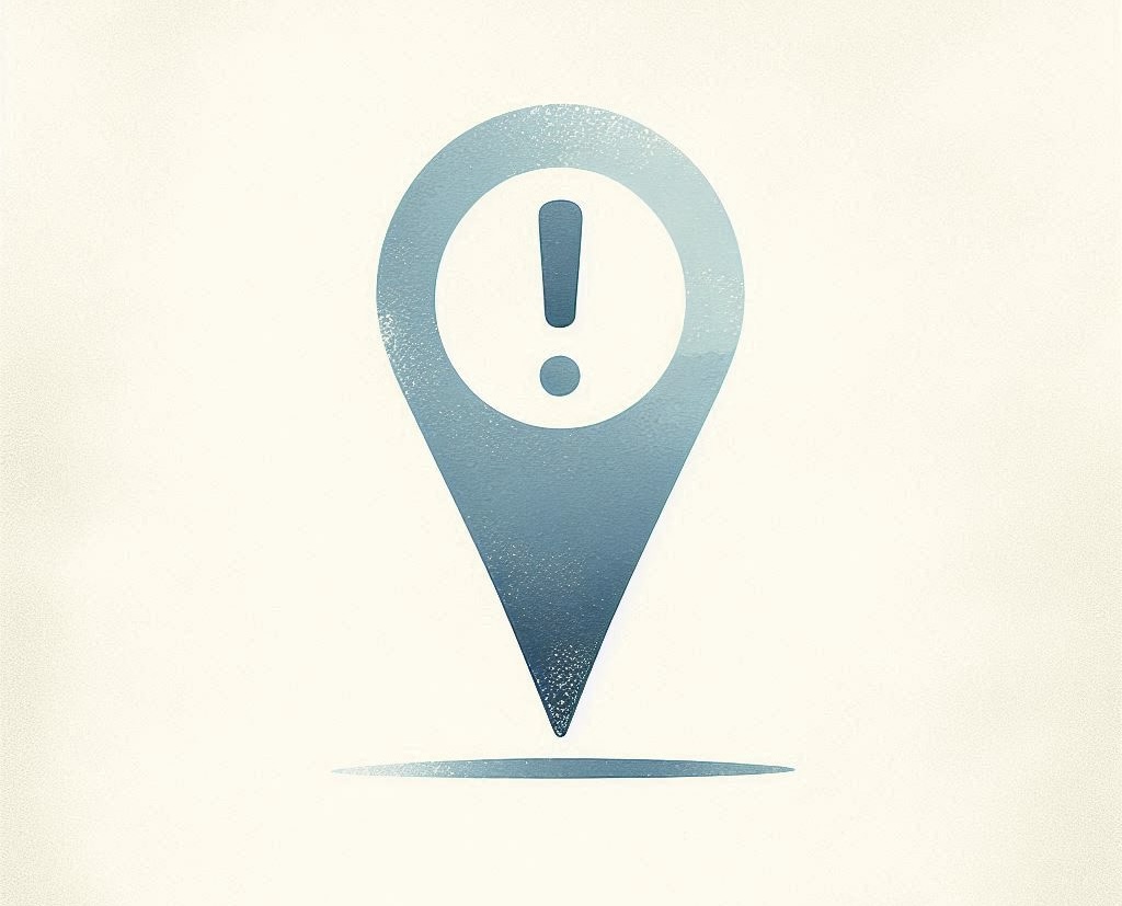 Simbolo che indica la posizione con all'interno un punto esclamativo.