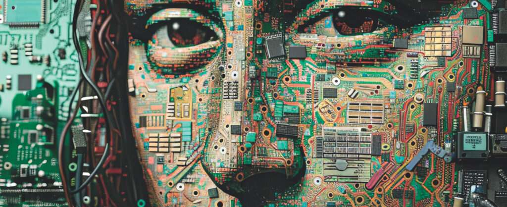 Effetto ottico di piccoli microchip che ricreano il volto della Gioconda