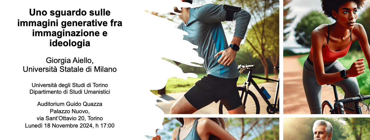 locandina evento che mostra alcune immagini generate dall'IA di uomini e donne