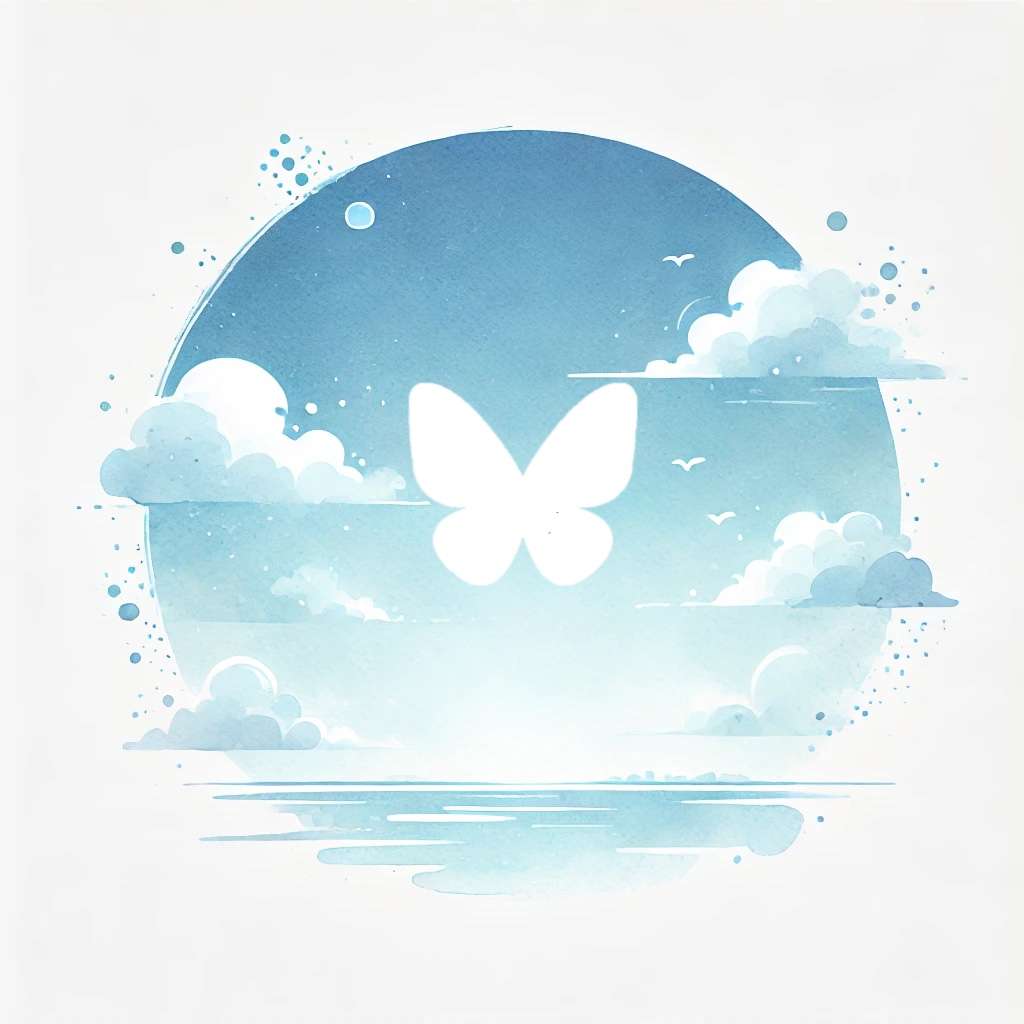 logo di bluesky con cielo azzurro sullo sfondo