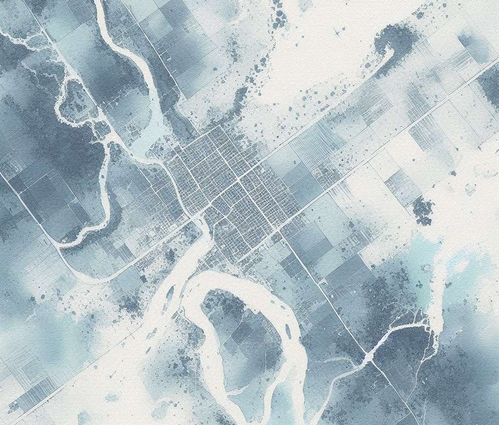 Immagine di potenziale inondazione generata dall'AI.