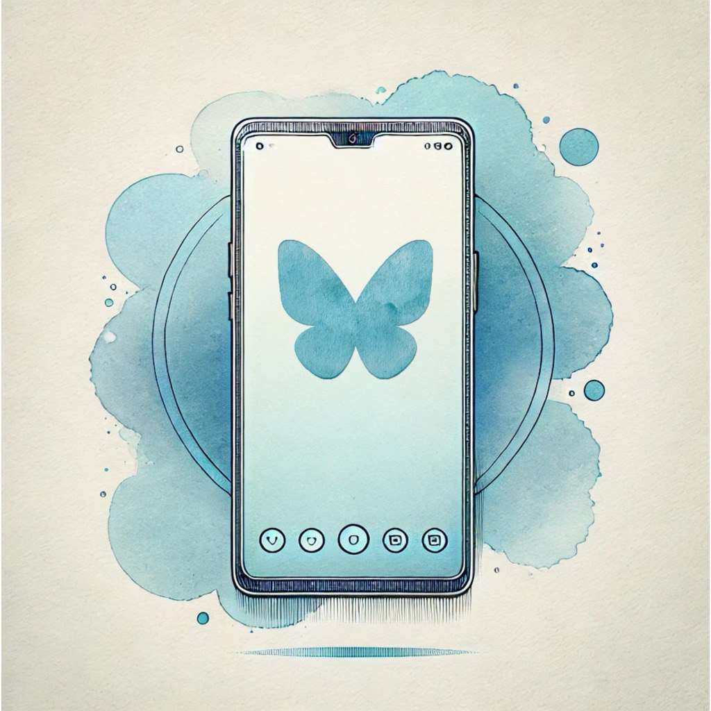 smartphone con il logo del social Bluesky