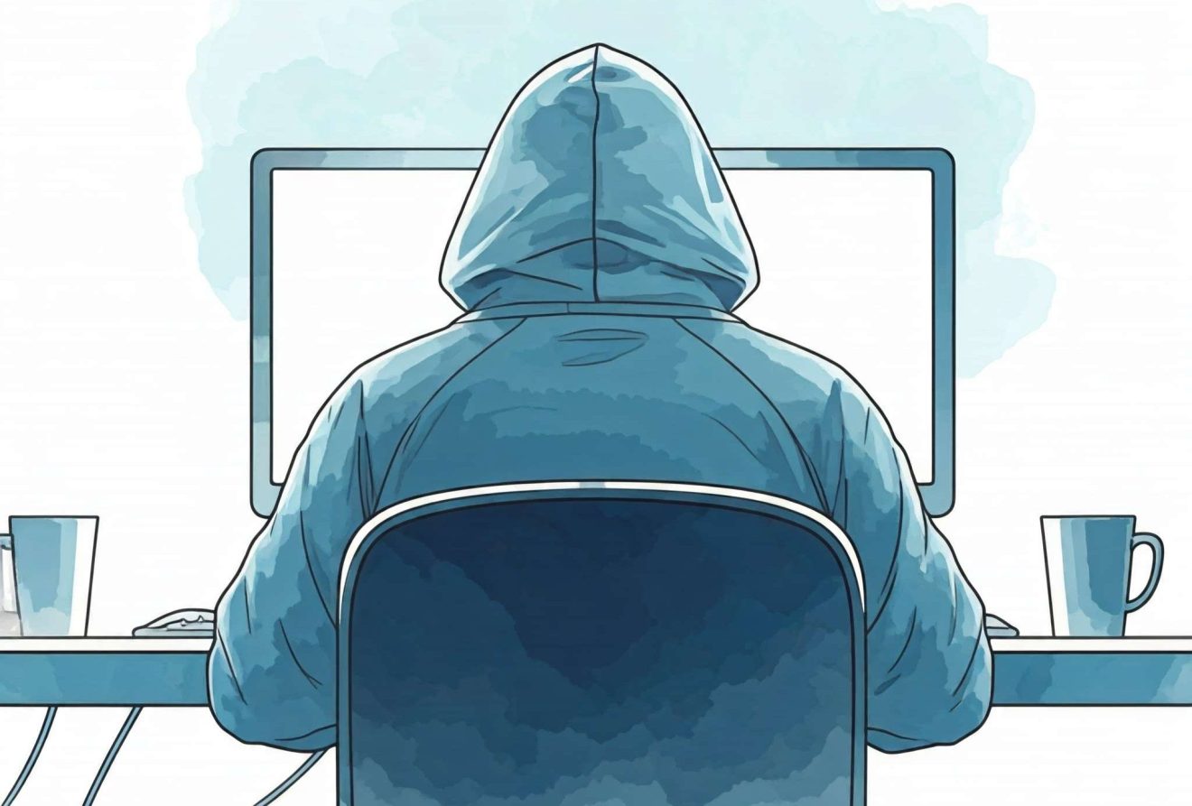 ragazzo al pc visto di spalle