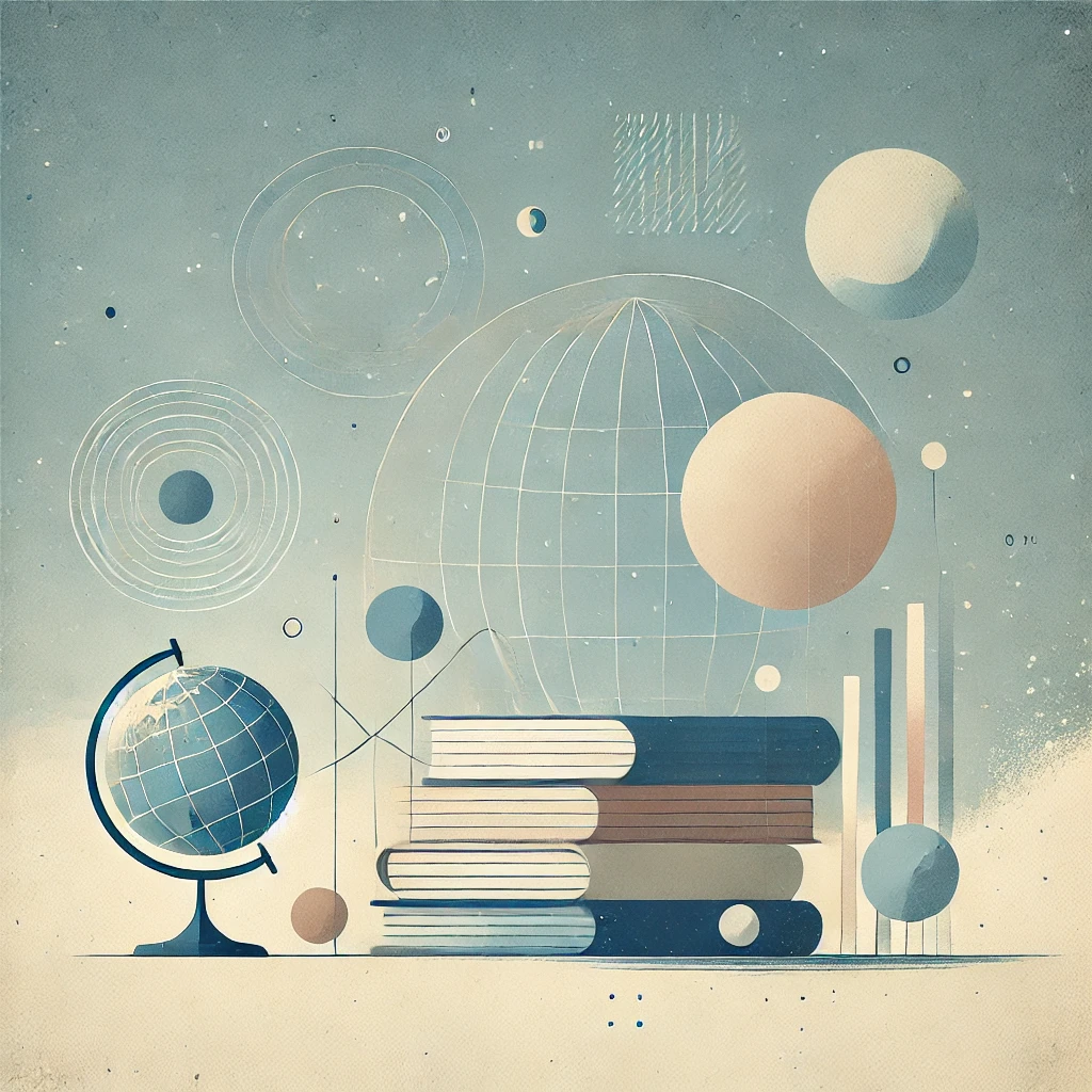 Libri impilati e mappamondo