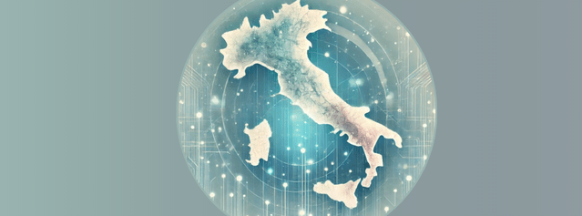immagine Italia dall'alto con elementi di luce e sfondo azzurro