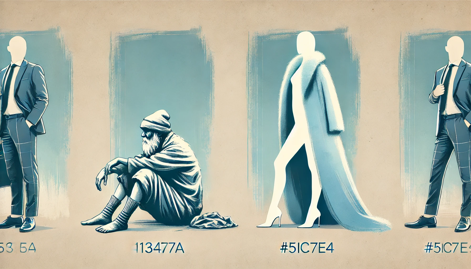 Persona povera in mezzo a persone benestanti