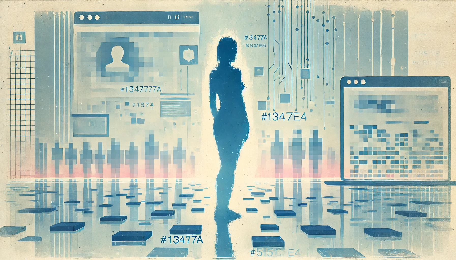 Donna senza vestiti e finestra di un browser
