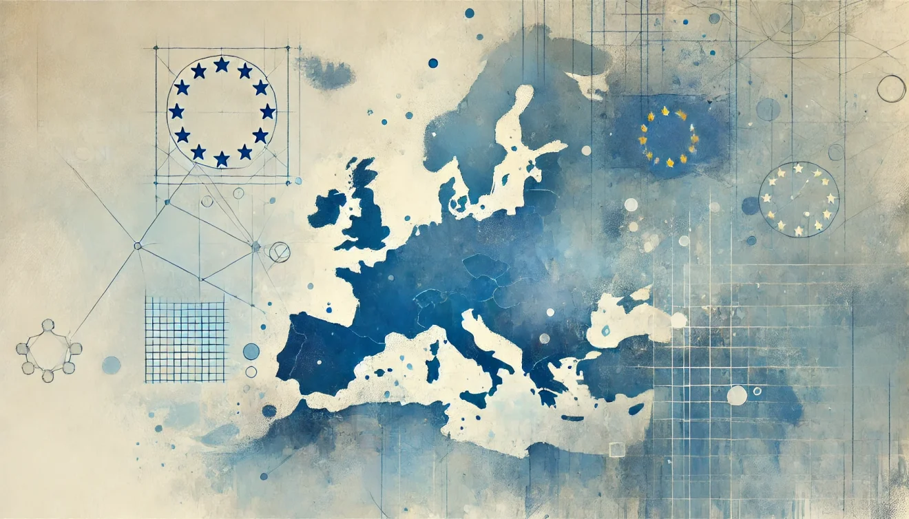Cartina dell'Europa con bandiera dell'Unione Europea