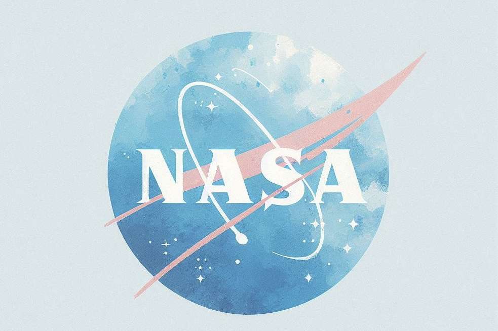 Logo della nasa in stile acquarello dai toni azzurri