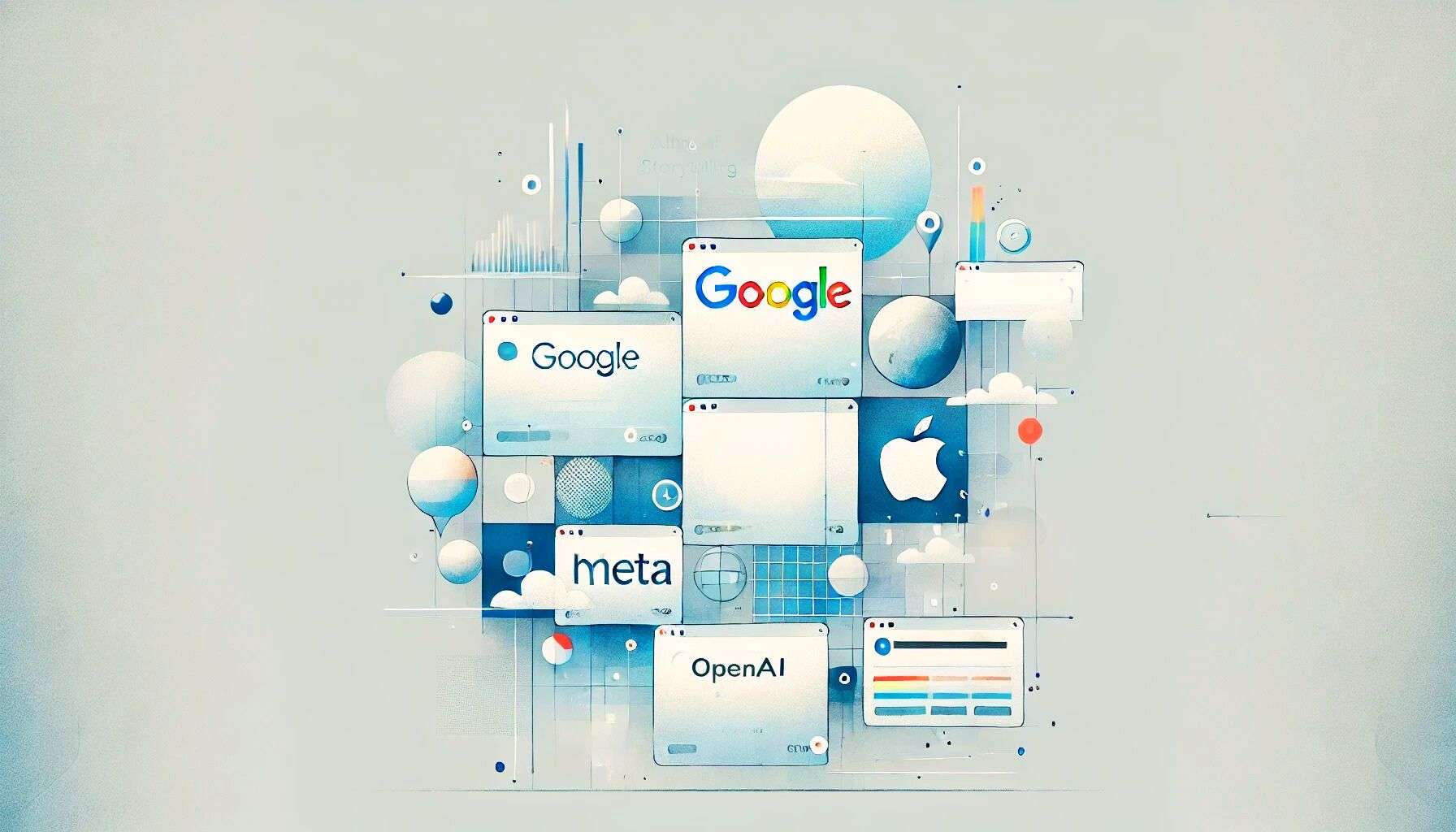 rappresentazione astratta delle big tech, come Google e Meta