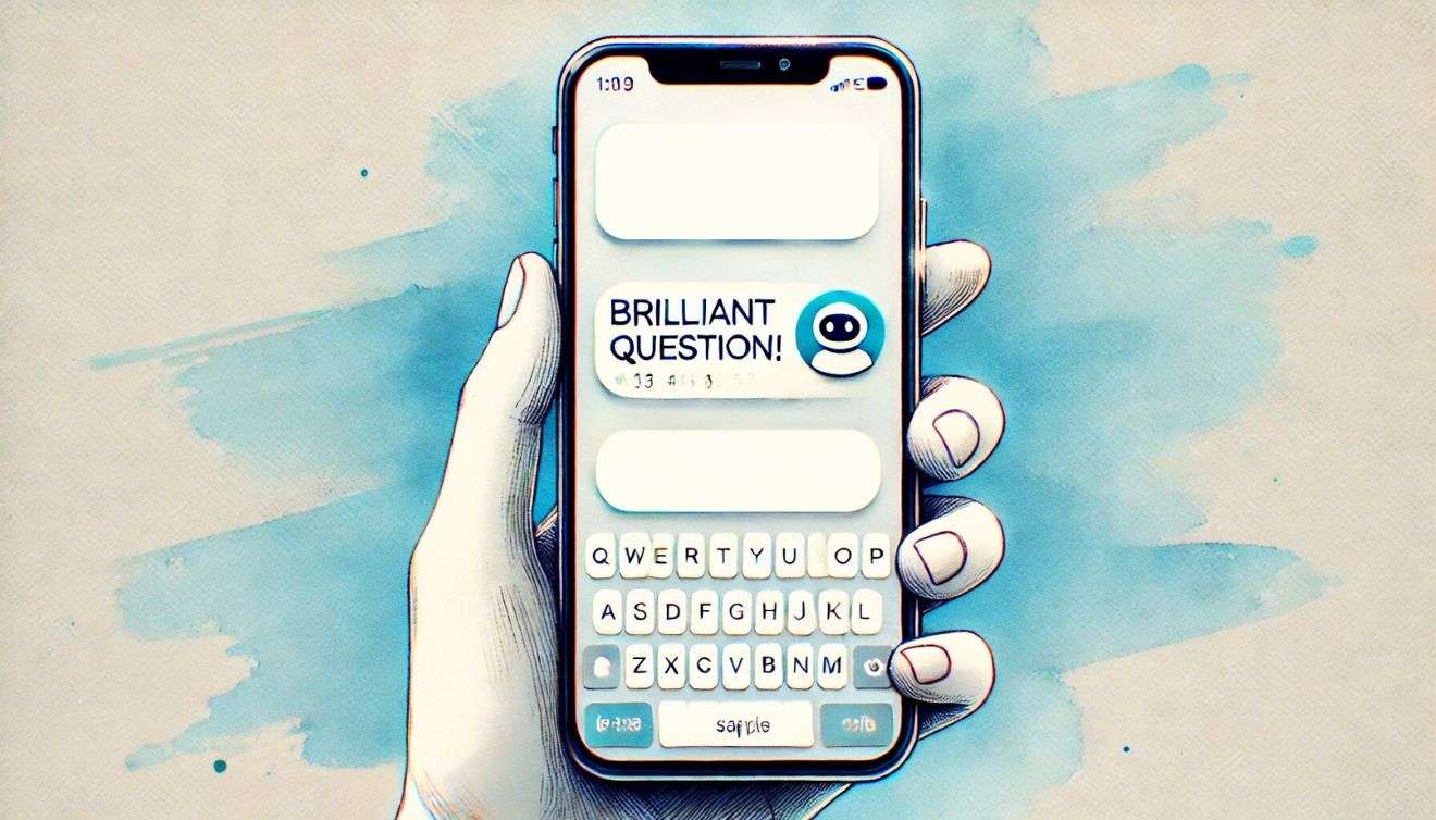 uno smartphone con una conversazione con un chatbot che risponde in maniera lusinghiera