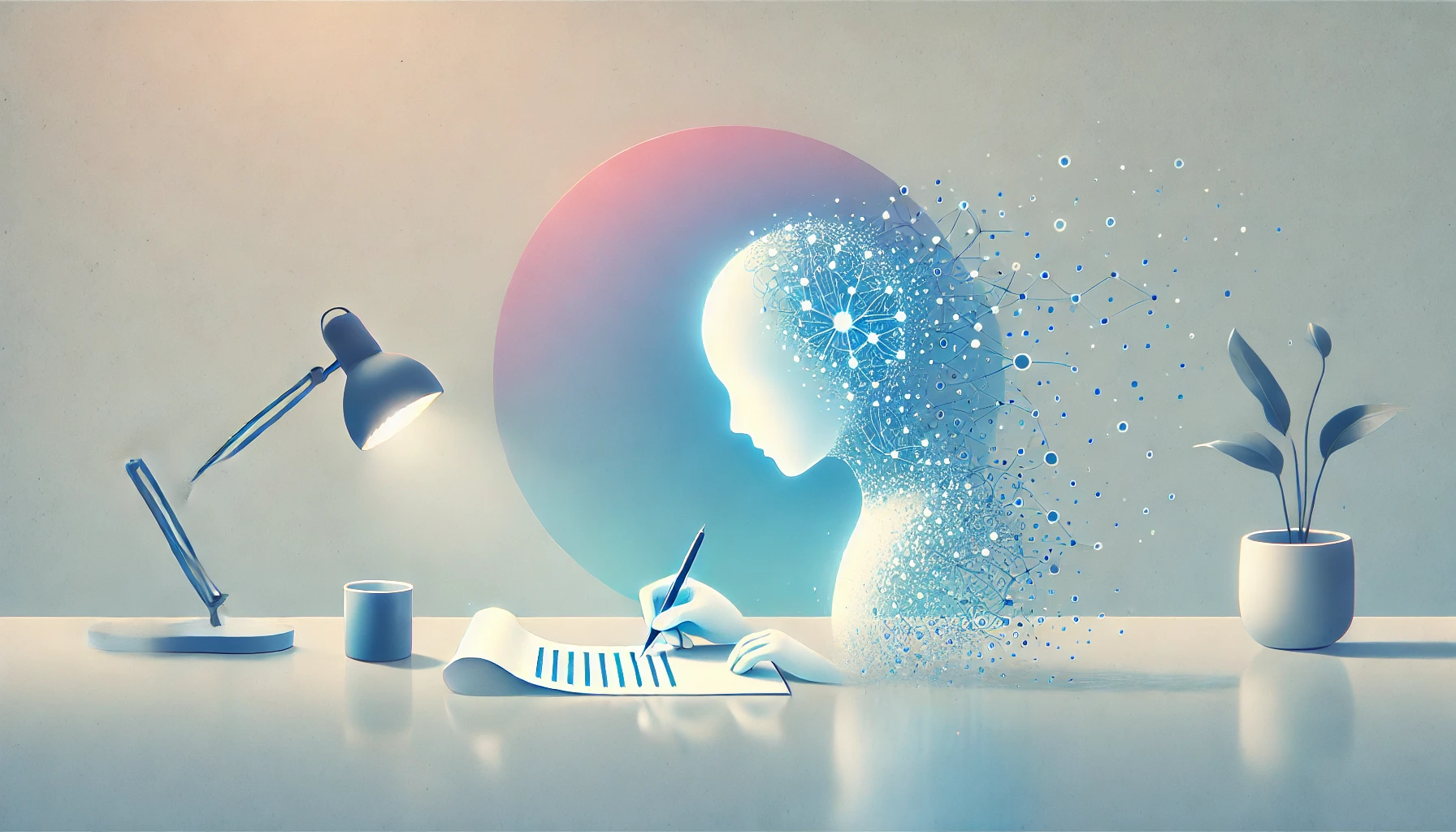 Un robot umanoide che scrive un paper scientifico