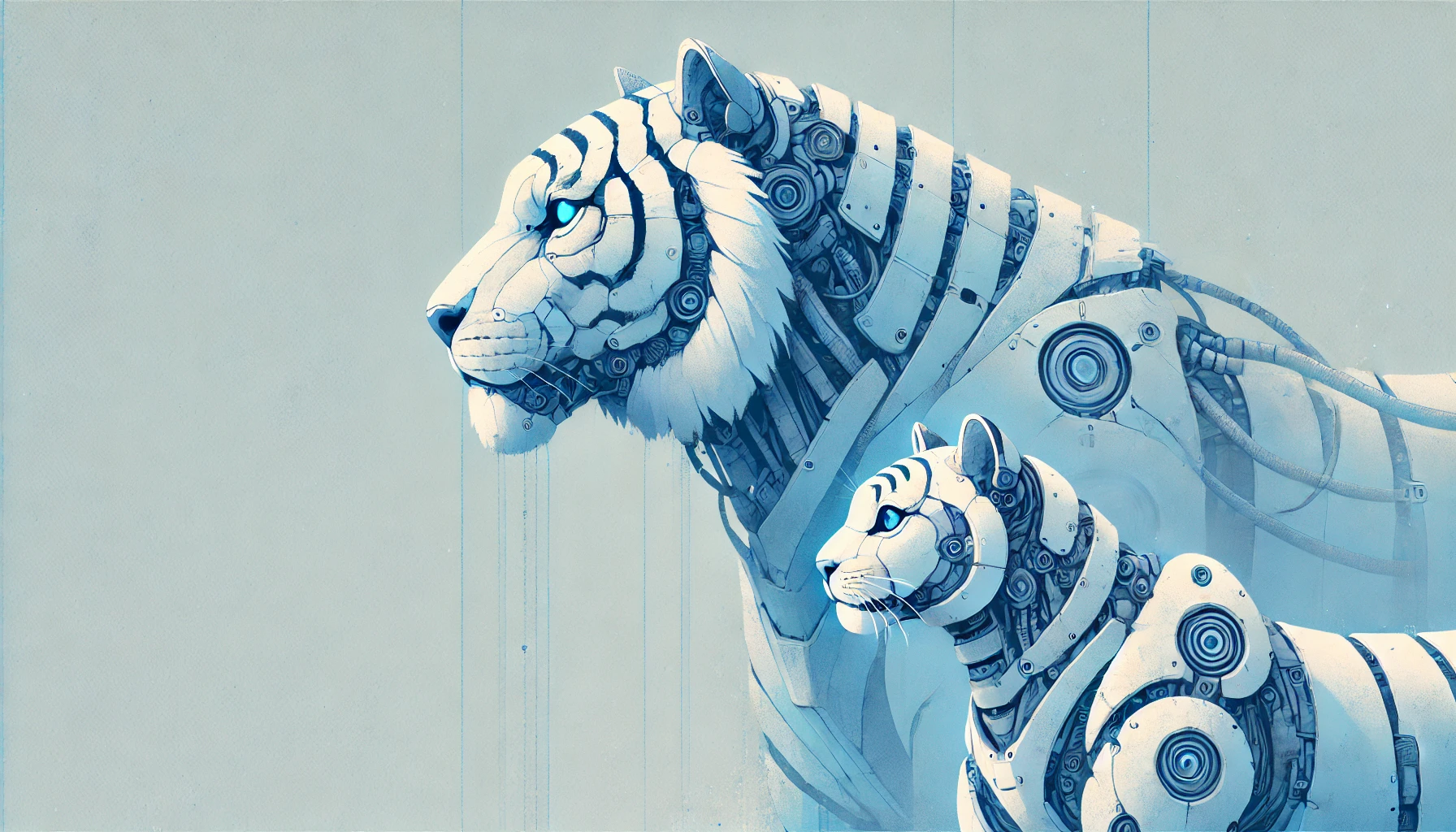 Una tigre robotica cucciola e una tigre robotica adulta