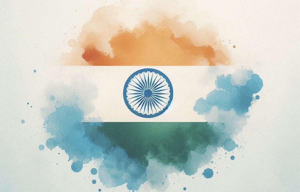 Bandiera astratta dell'india come in una macchia d'acquarello.