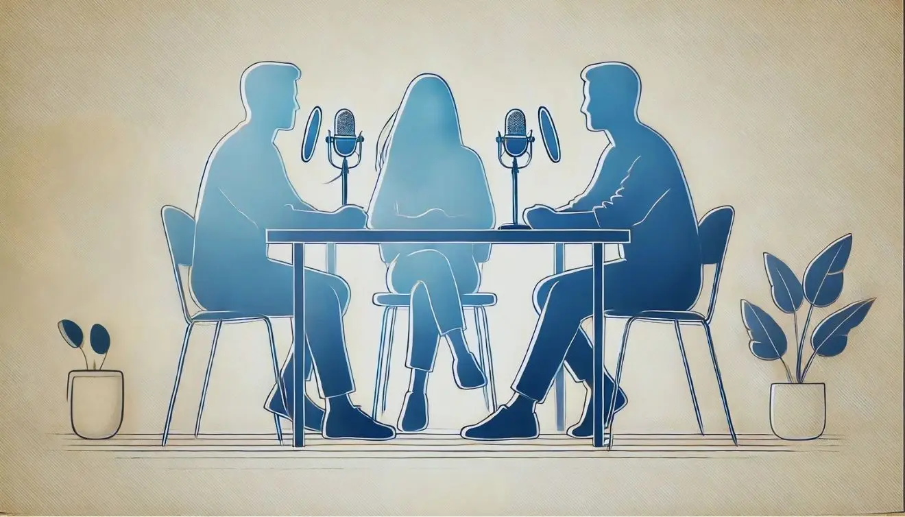 persone che registrano un podcast