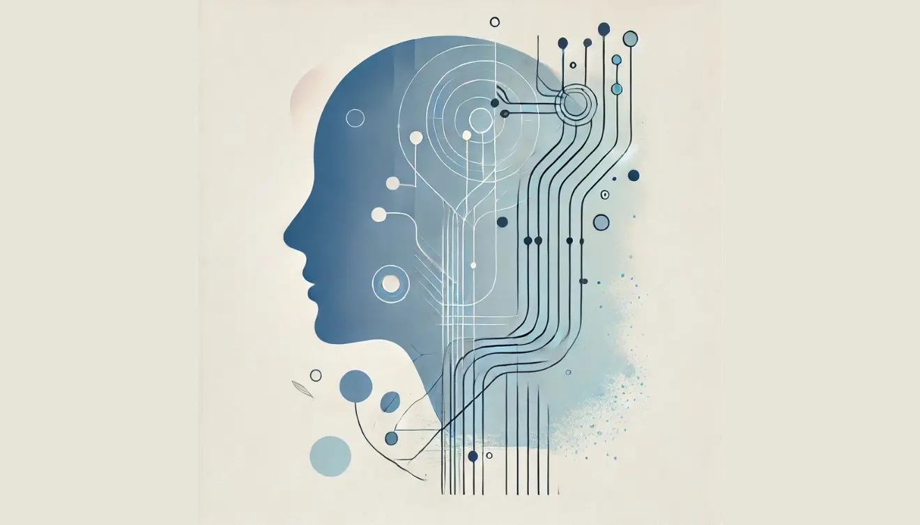 profilo umano con linee astratte che rappresentano dati e intelligenza artificiale