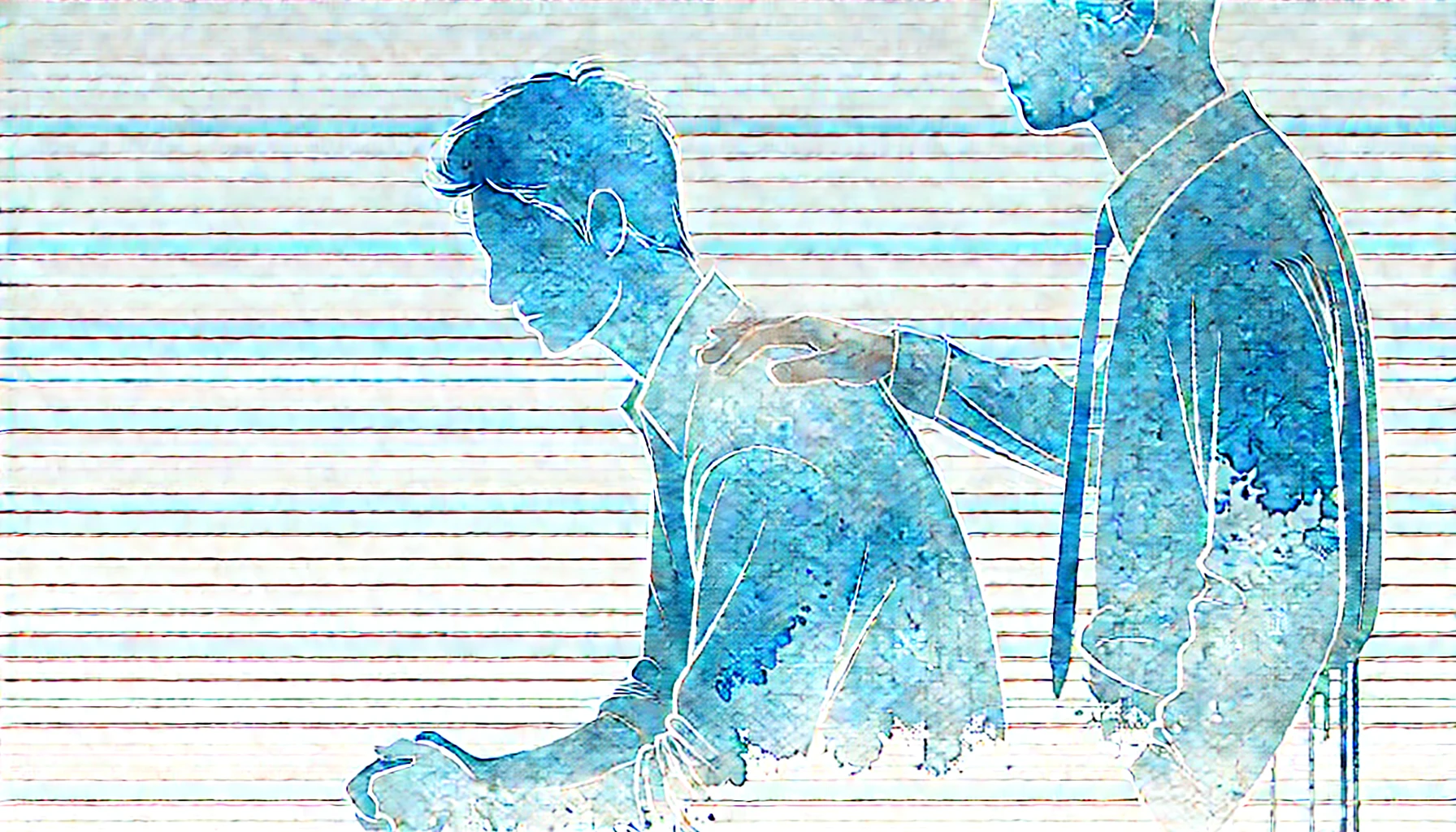 Un essere umano che conforta un altro essere umano