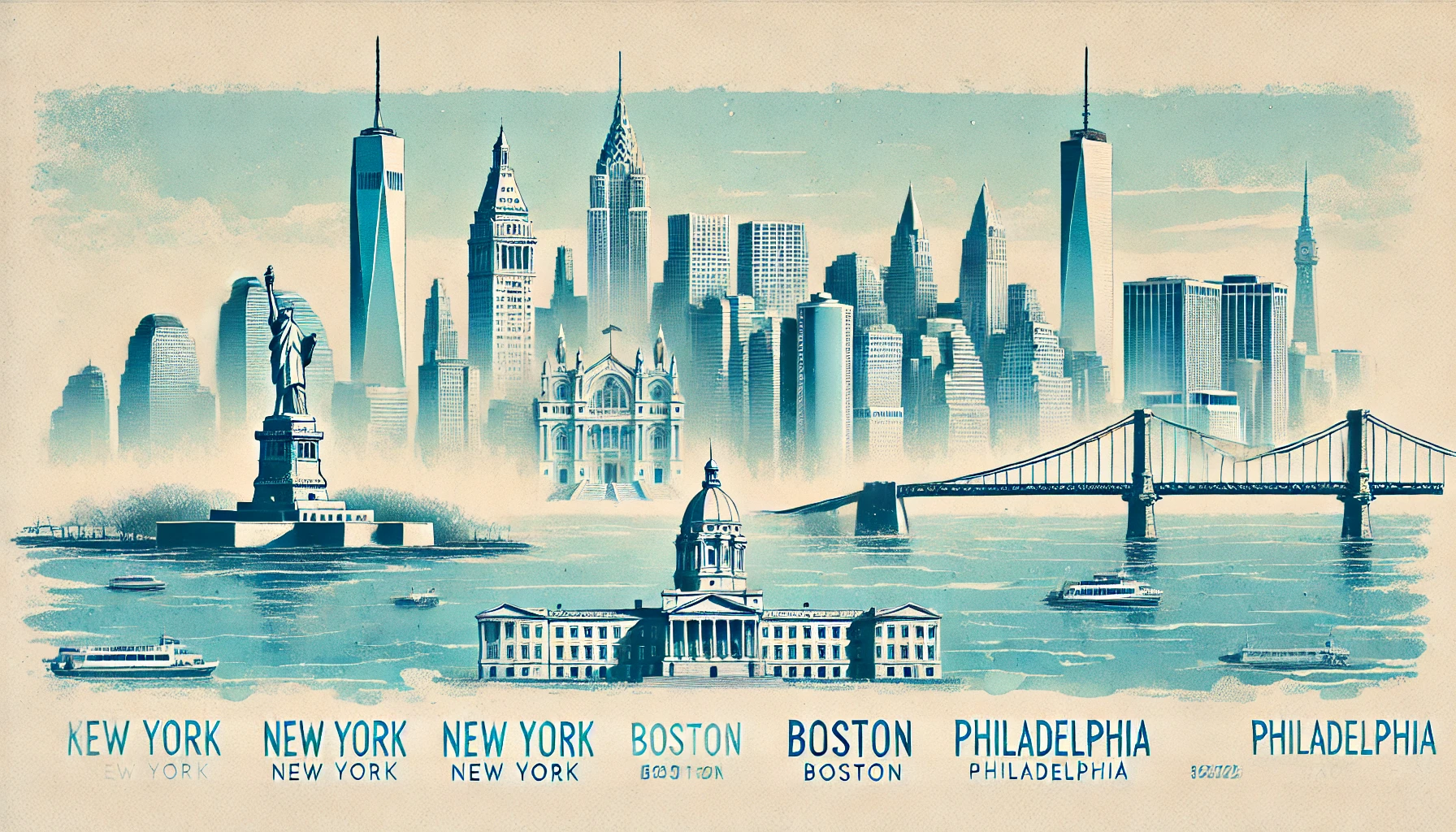 New York, Boston e Philadelphia