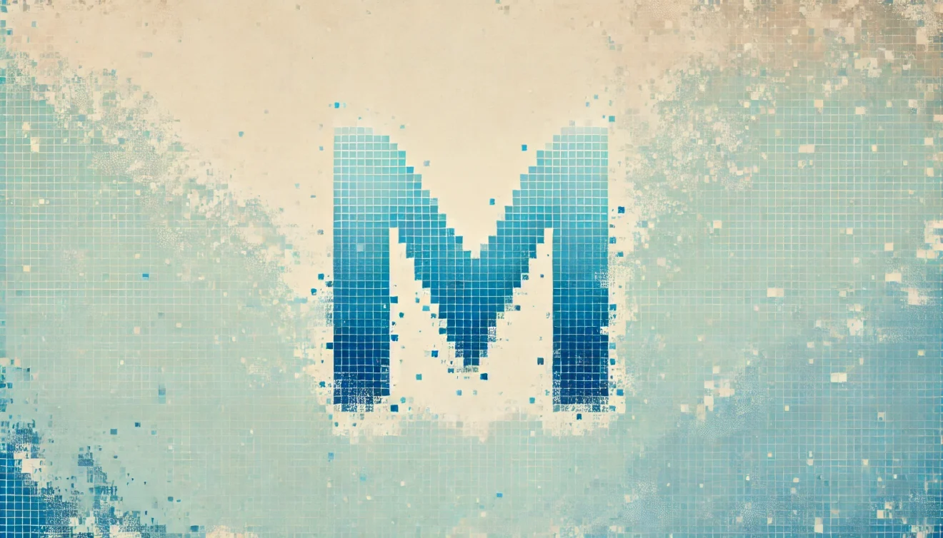 lettera M di Mistral su sfondo astratto