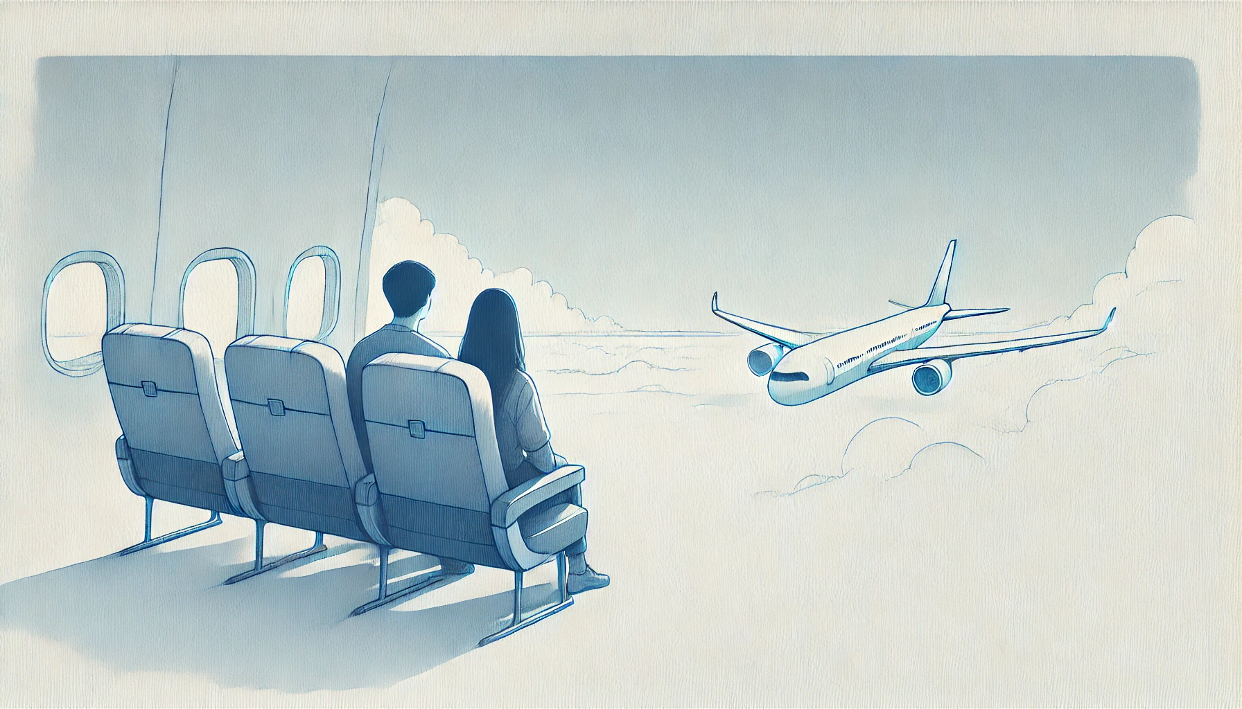 Due persone sedute che guardano un aereo