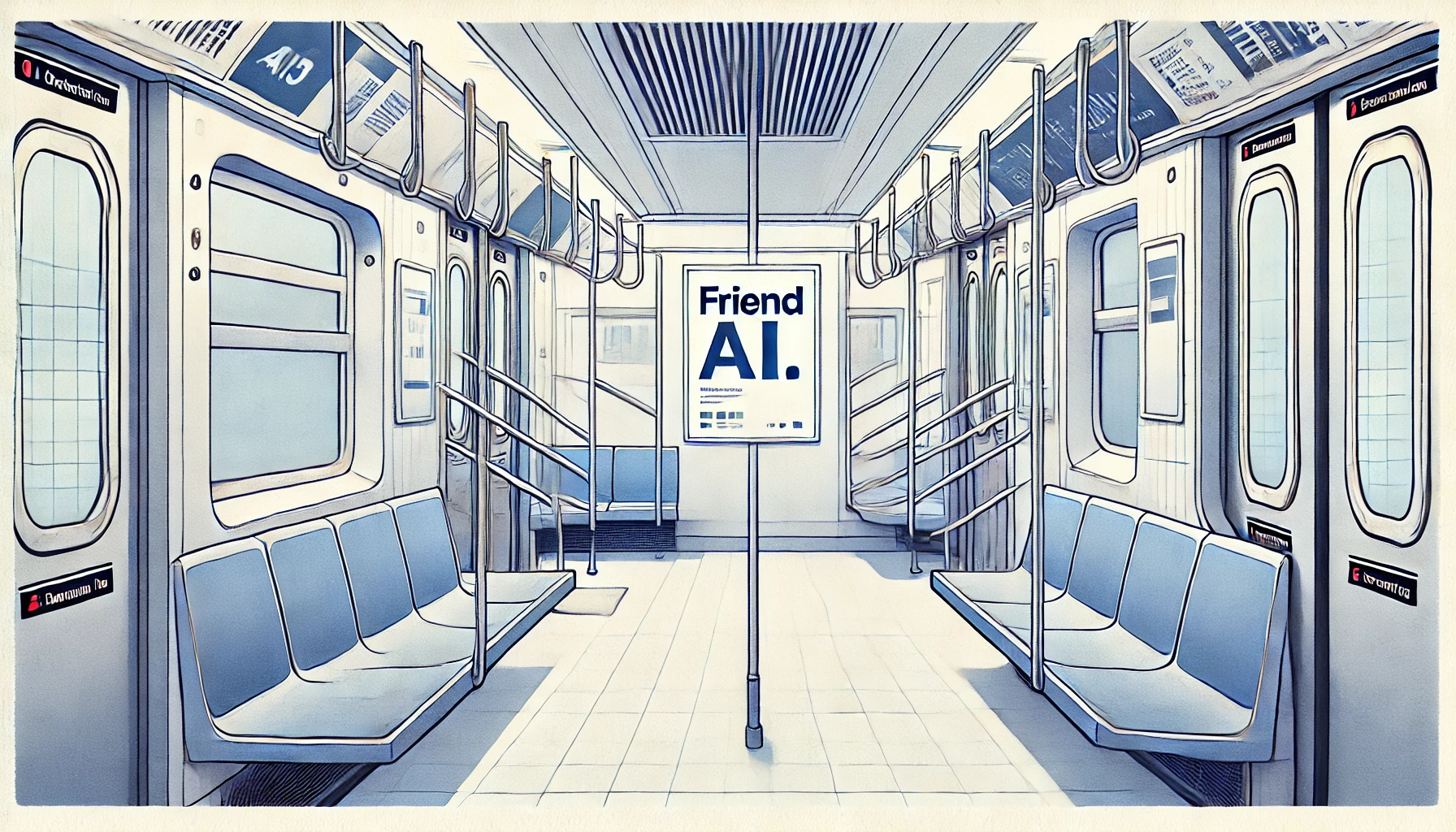 Cartello pubblicitario "Friend AI" dentro la metropolitana di New York