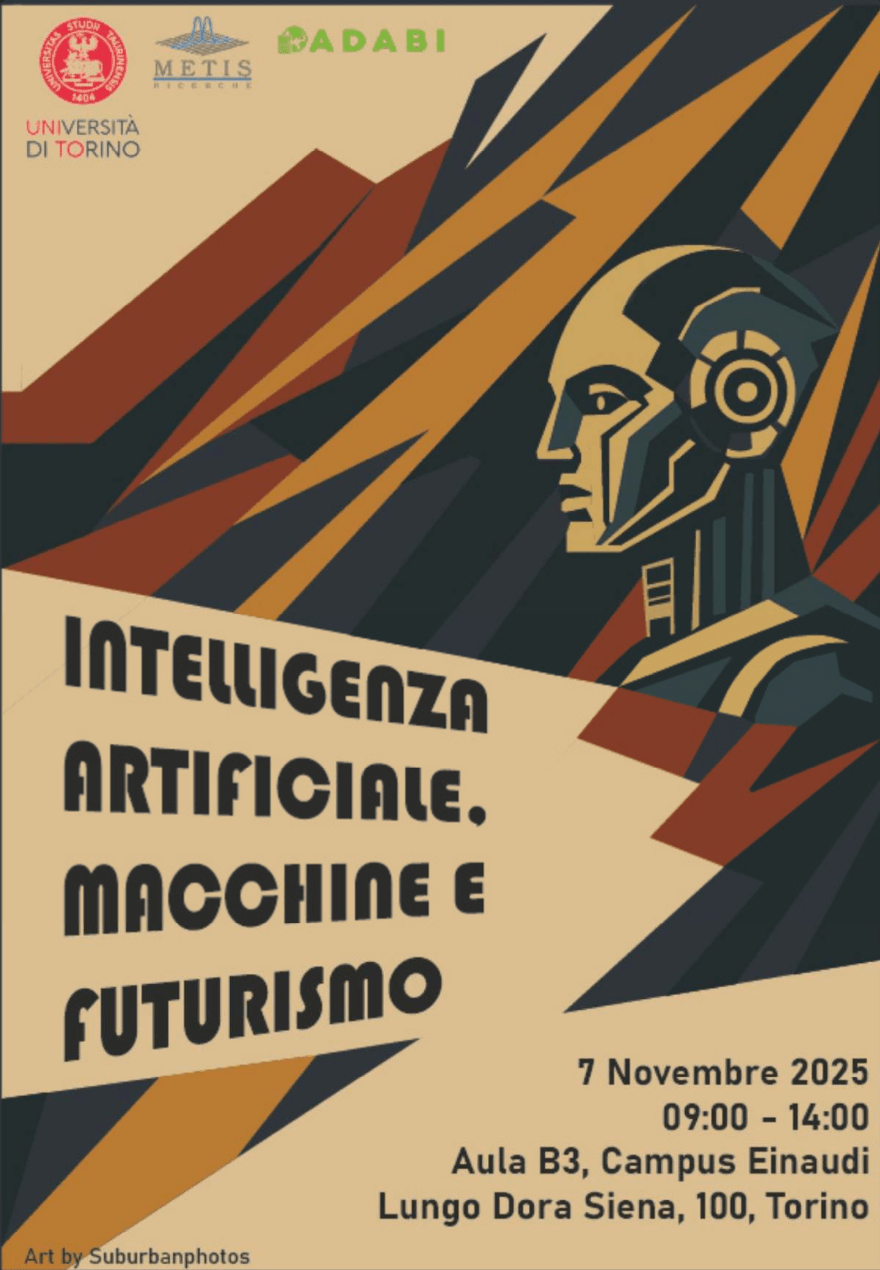 Locandina evento intelligenza artificiale, macchine e futurismo