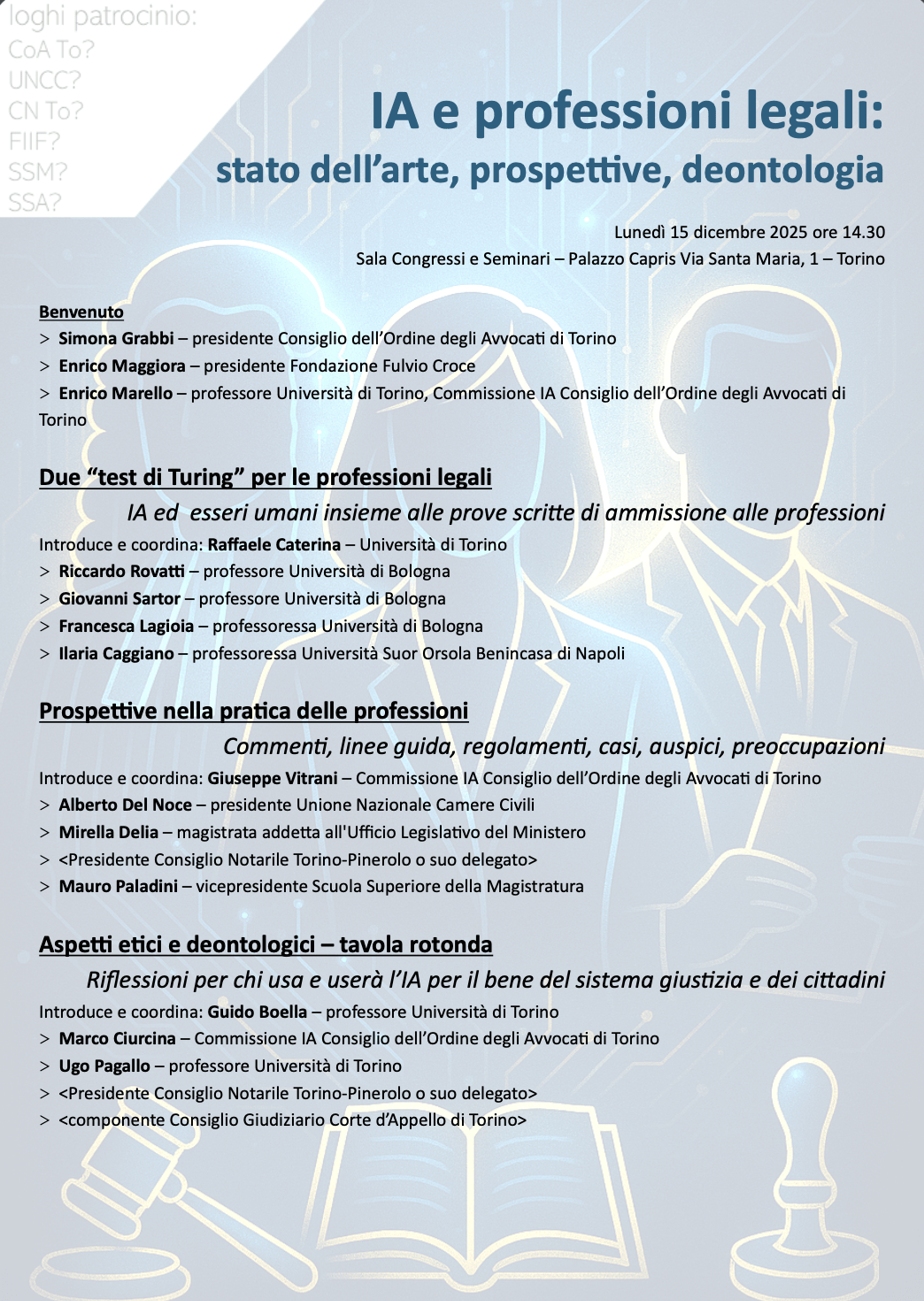 Locandina IA e professioni legali