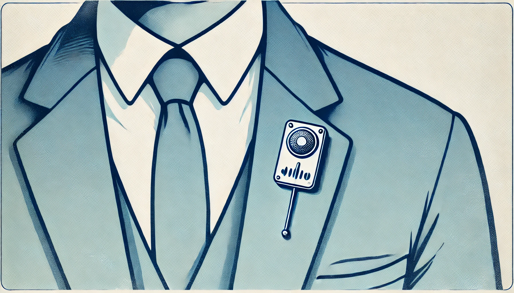 Un registratore audio attaccato allo smoking di una persona