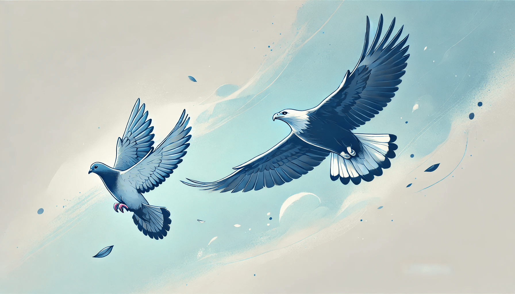 Un aquila che vola vicino ad un piccione