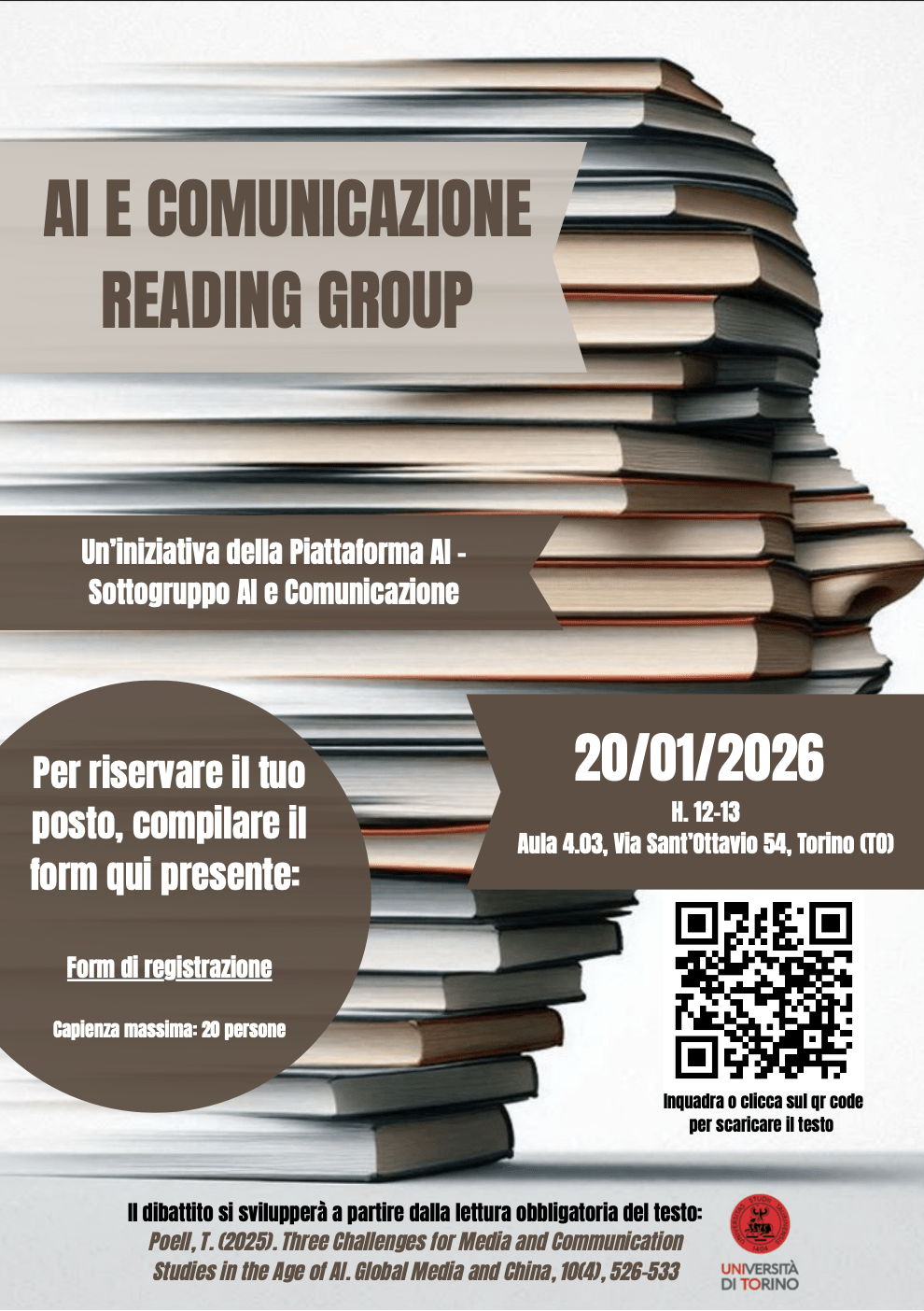 Locandina AI e Comunicazione reading group