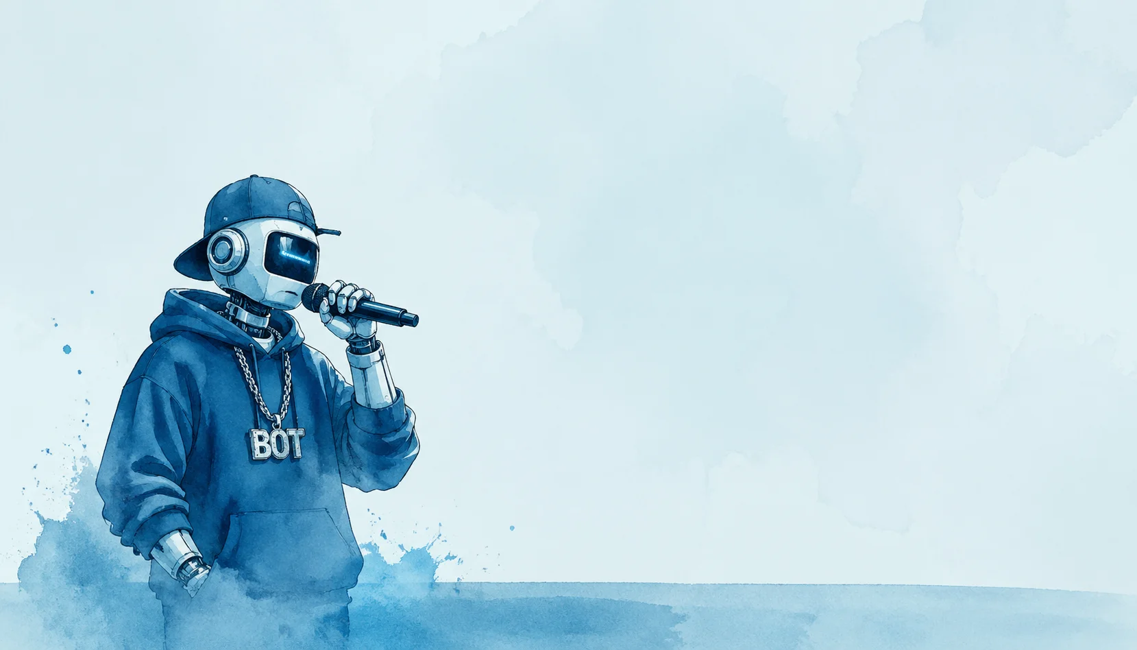 Immagine di un robot rapper che canta