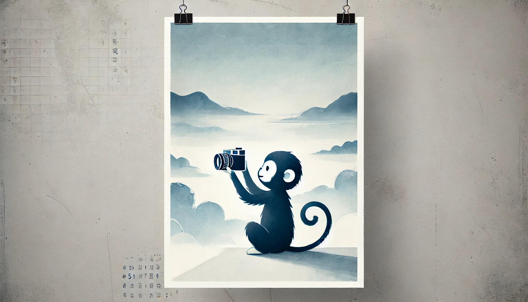 Una scimmia che scatta una fotografia