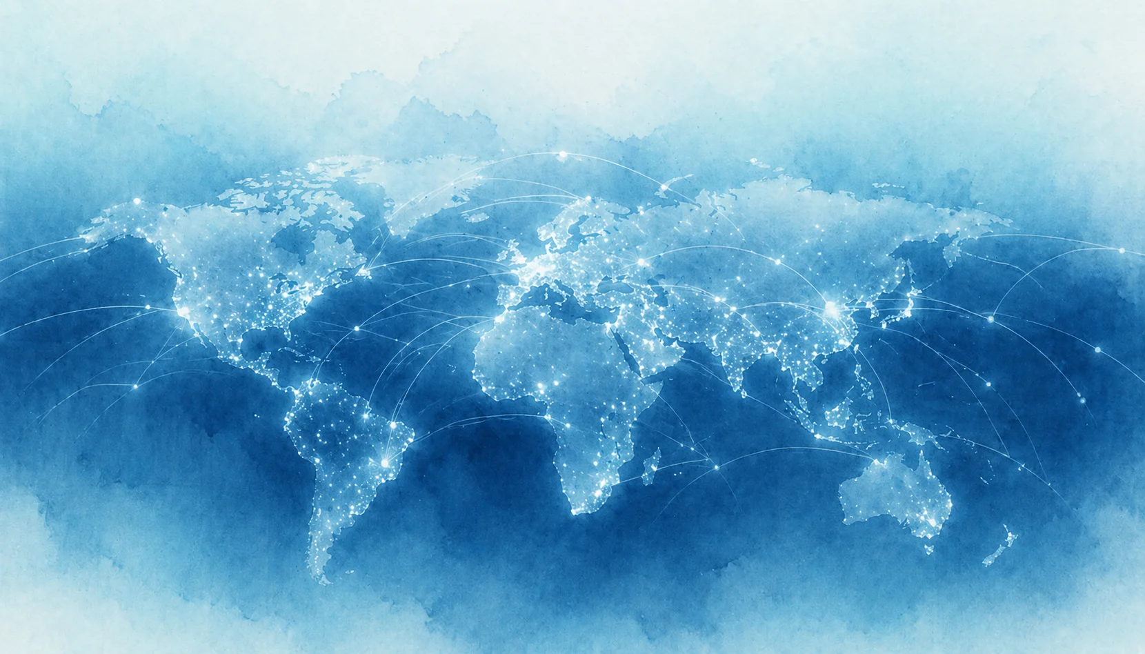 Immagine mondo interconnesso colori blu e azzurro. Stanford ai index.