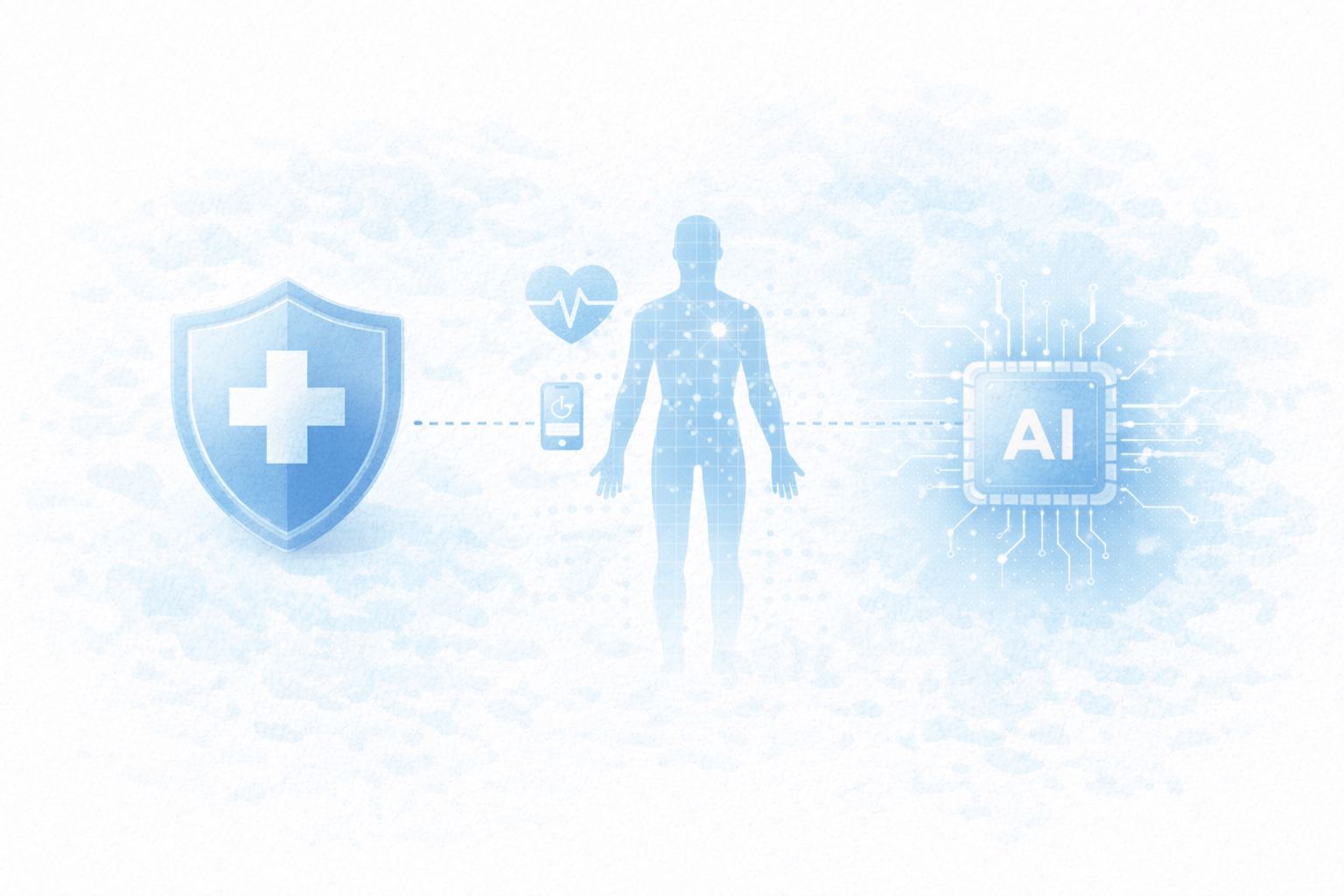 Simbolo medico collegato a un elemento di intelligenza artificiale per rappresentare l’uso dell’AI nella prevenzione e nella diagnosi sanitaria