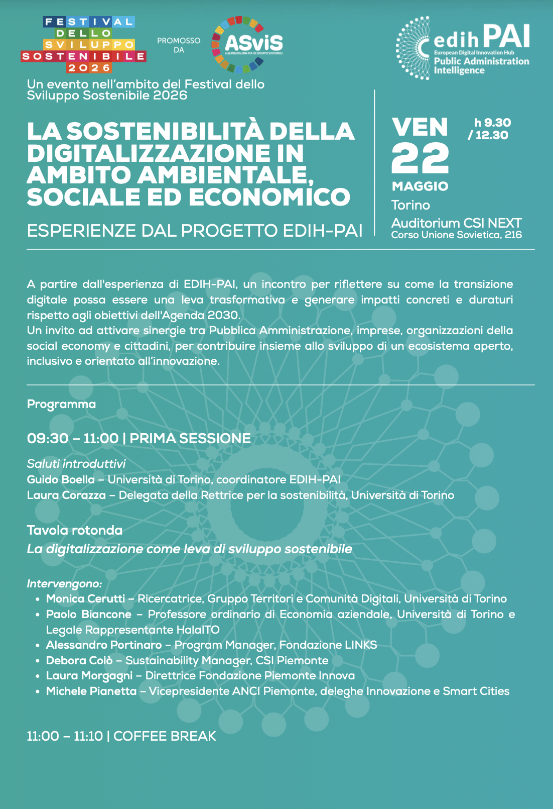 Locandina La sostenibilità della digitalizzazione in ambito ambientale, sociale ed economico