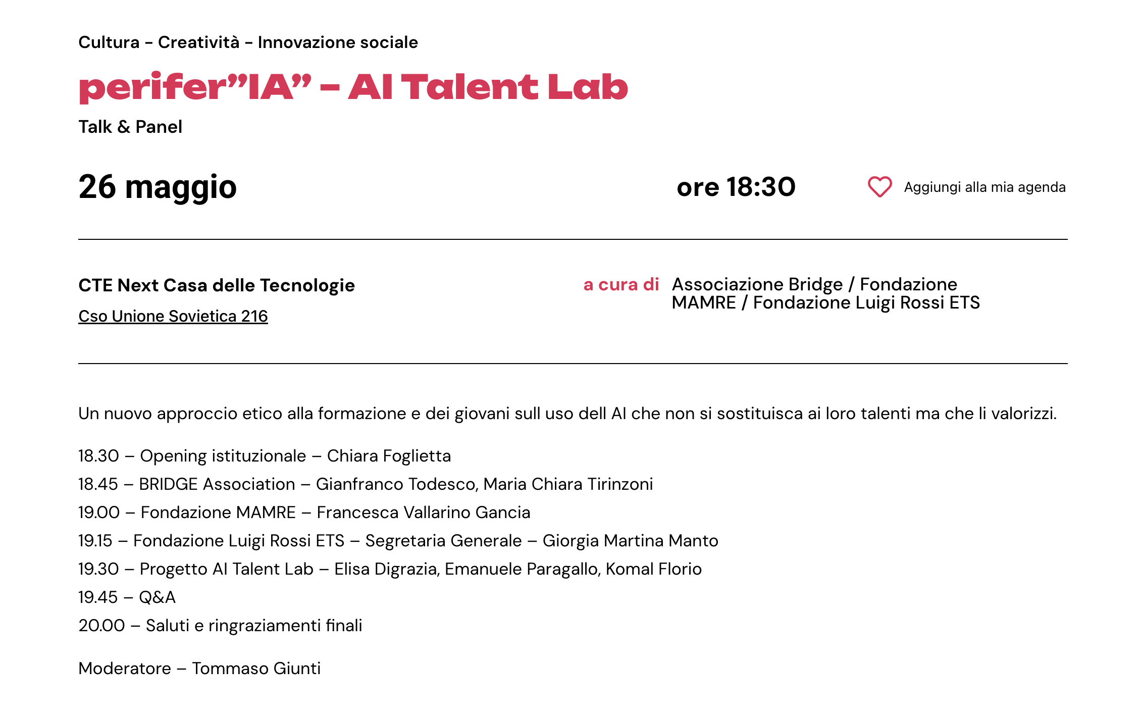 Locandina perifer"IA" – AI Talent Lab