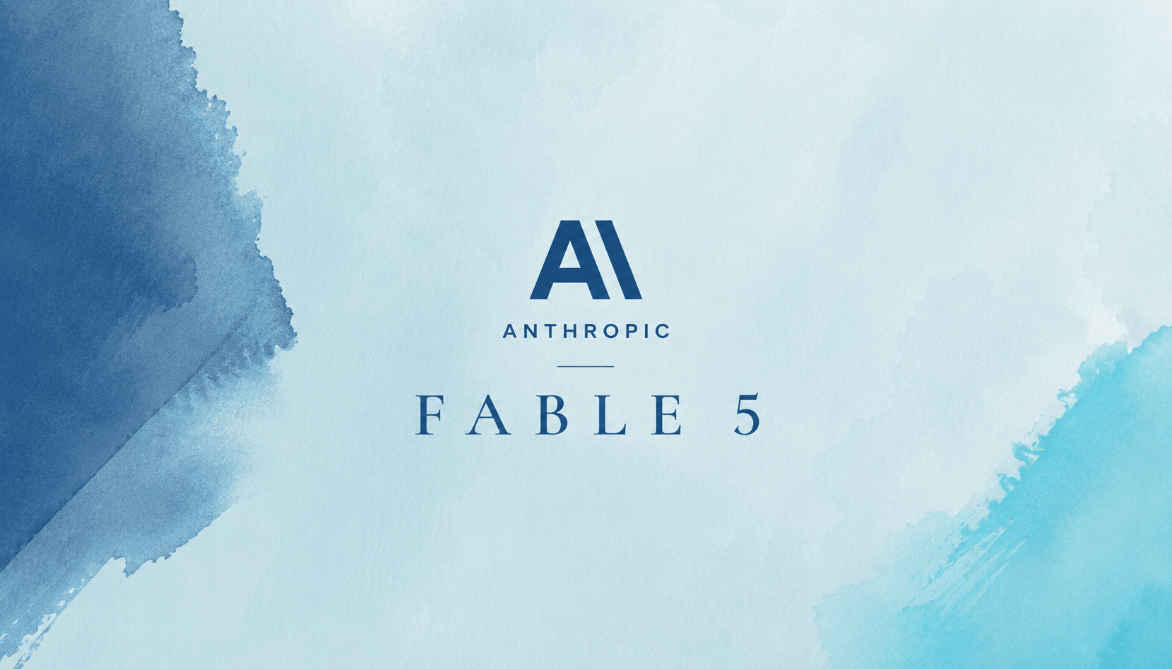 Scritta "Anthropic" e Fable 5 su sfondo azzurro.