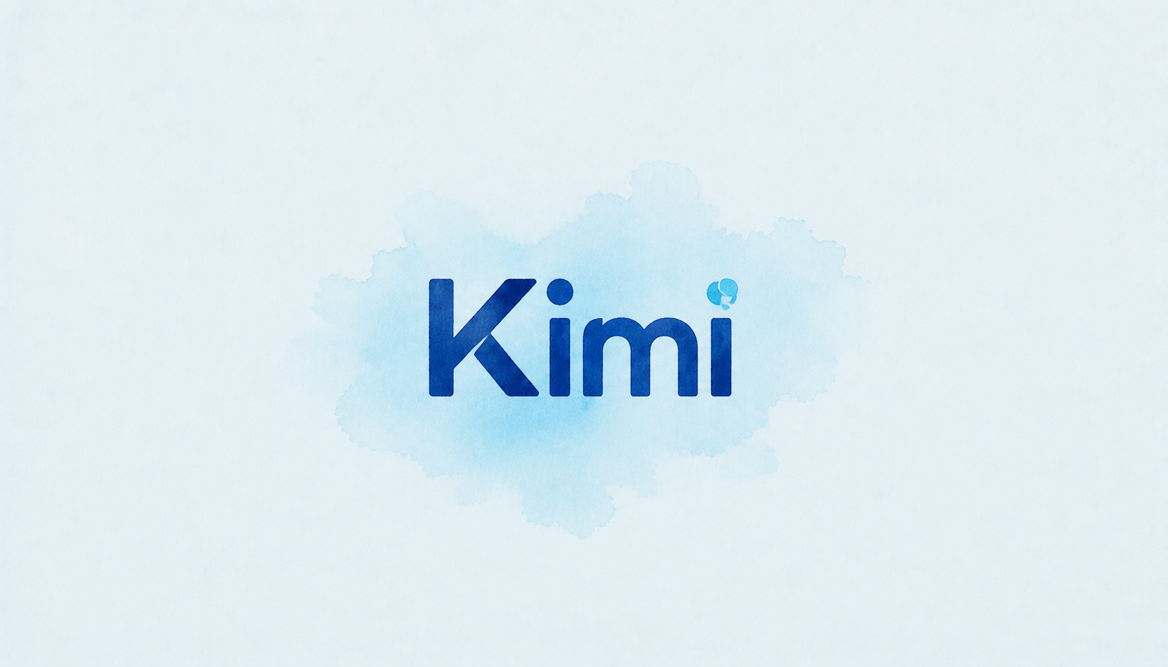 scritta "KIMI" blu su sfondo azzurro e bianco