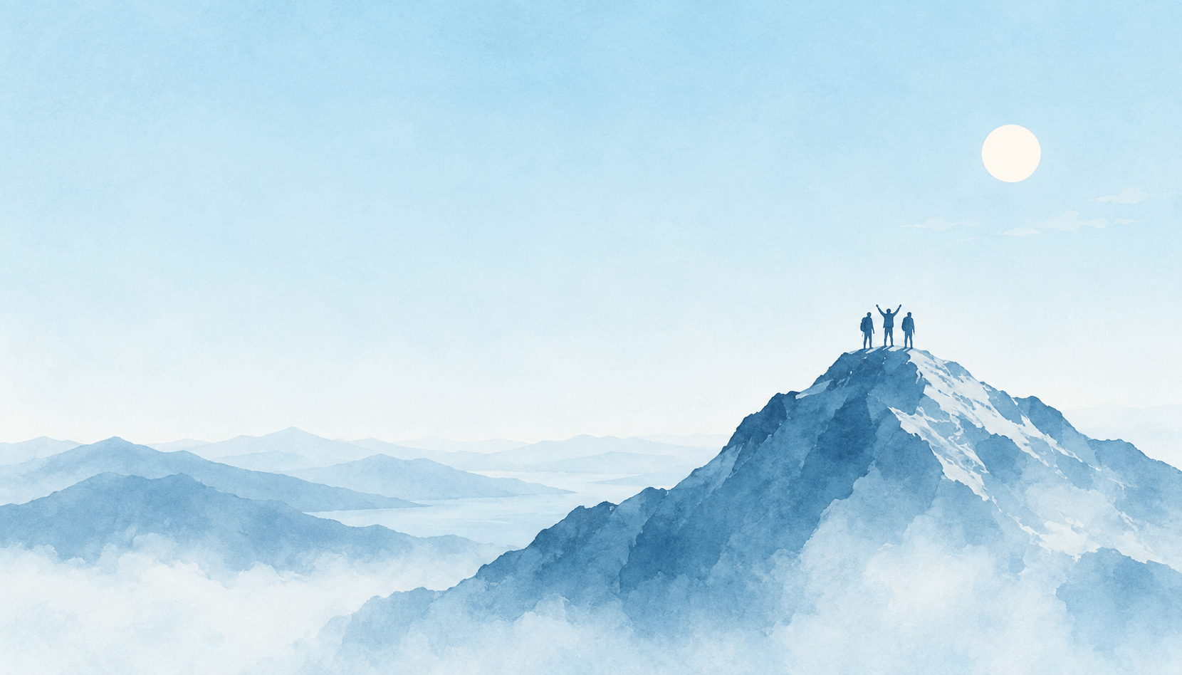 Un gruppo di persone in cima ad una montagna