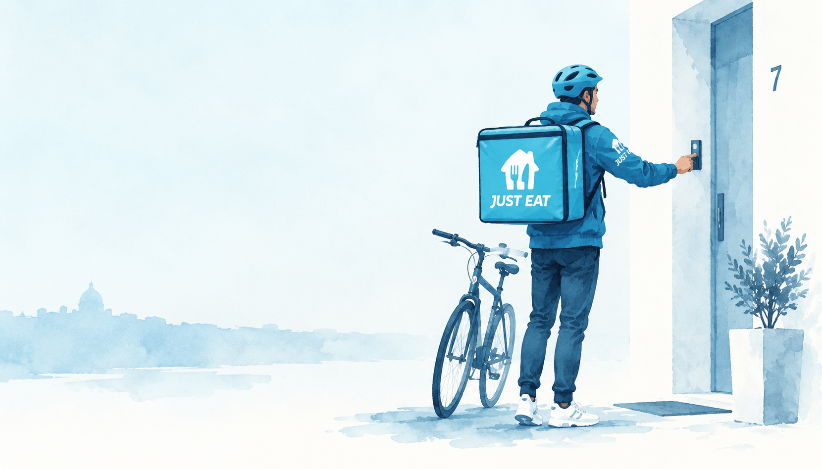 Rider Just Eat che suona ad un campanello