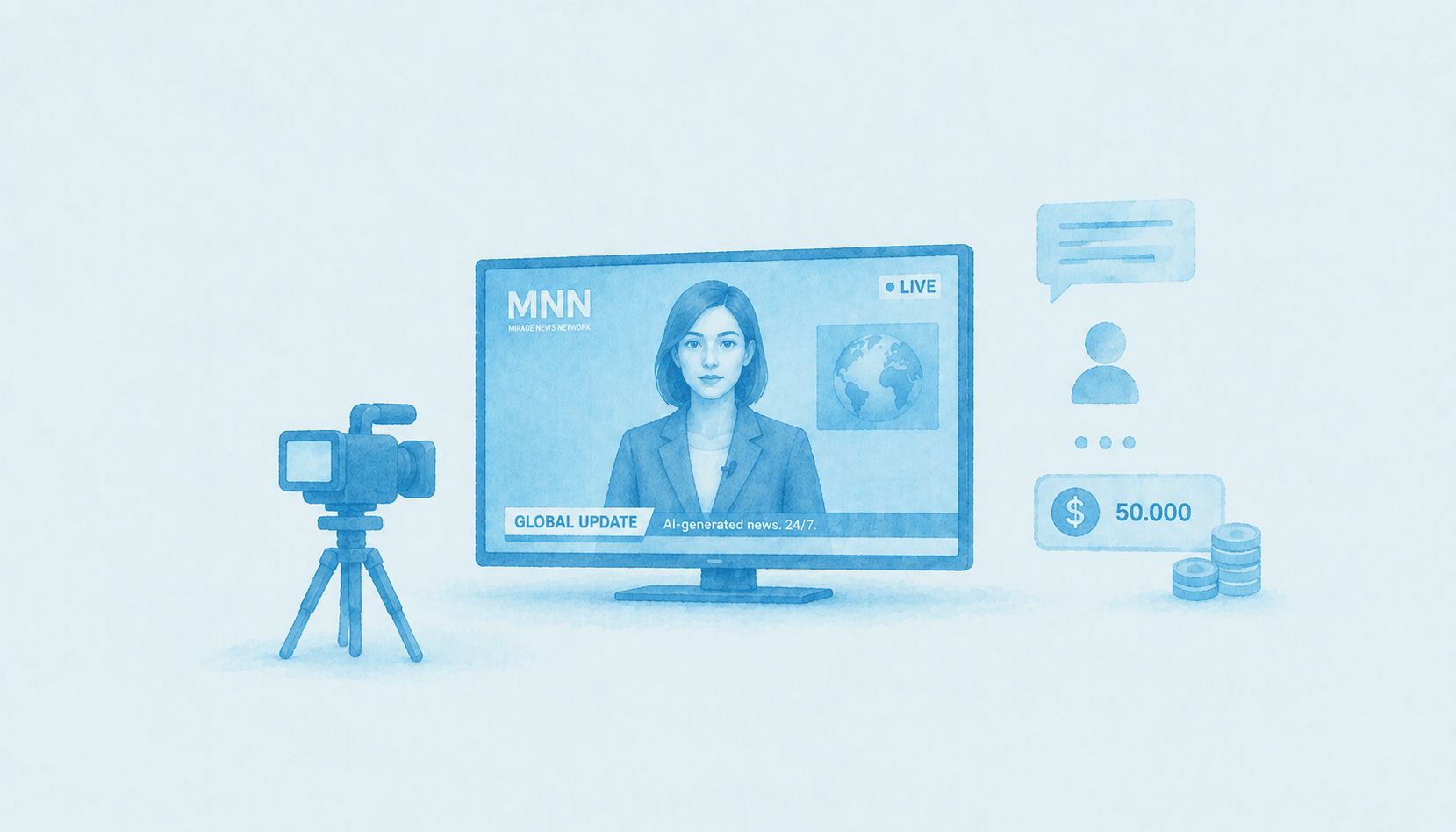 Conduttori sintetici e costi record: l’esperimento televisivo di Mirage